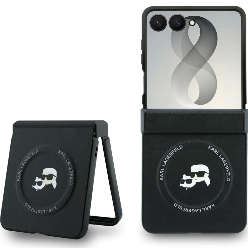 Etui Karl Lagerfeld Karl and Choupette Pins MagSafe do Galaxy Z Flip8 do MagSafe, czarne