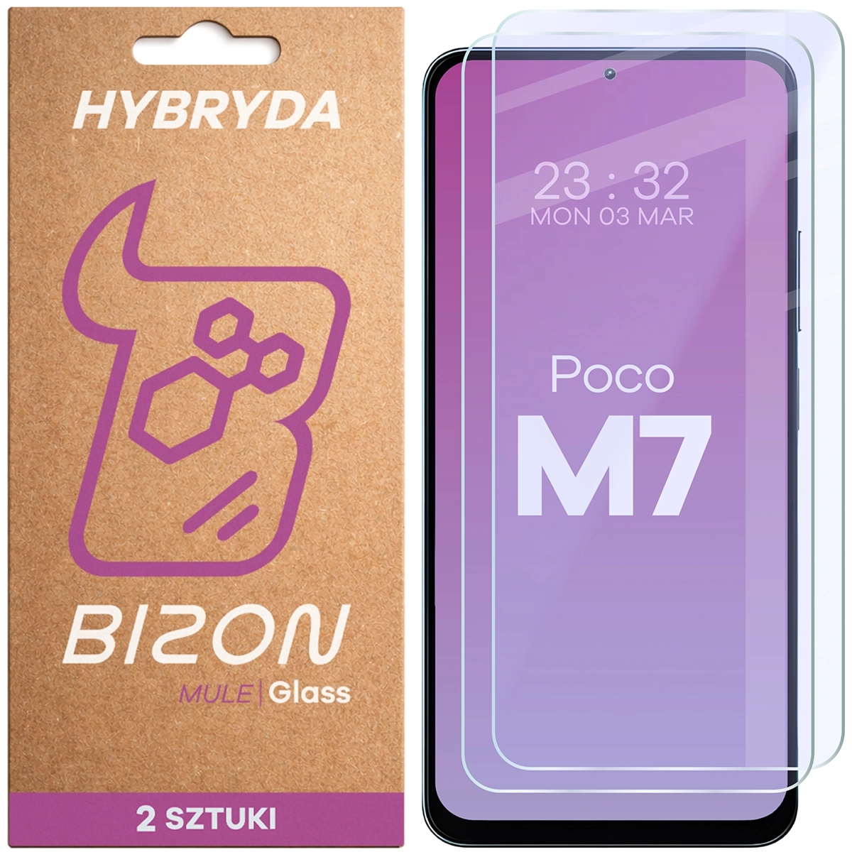 Elastyczne szkło hybrydowe Bizon Hybrid Mule Duo do Xiaomi POCO M7 5G, 2 sztuki
