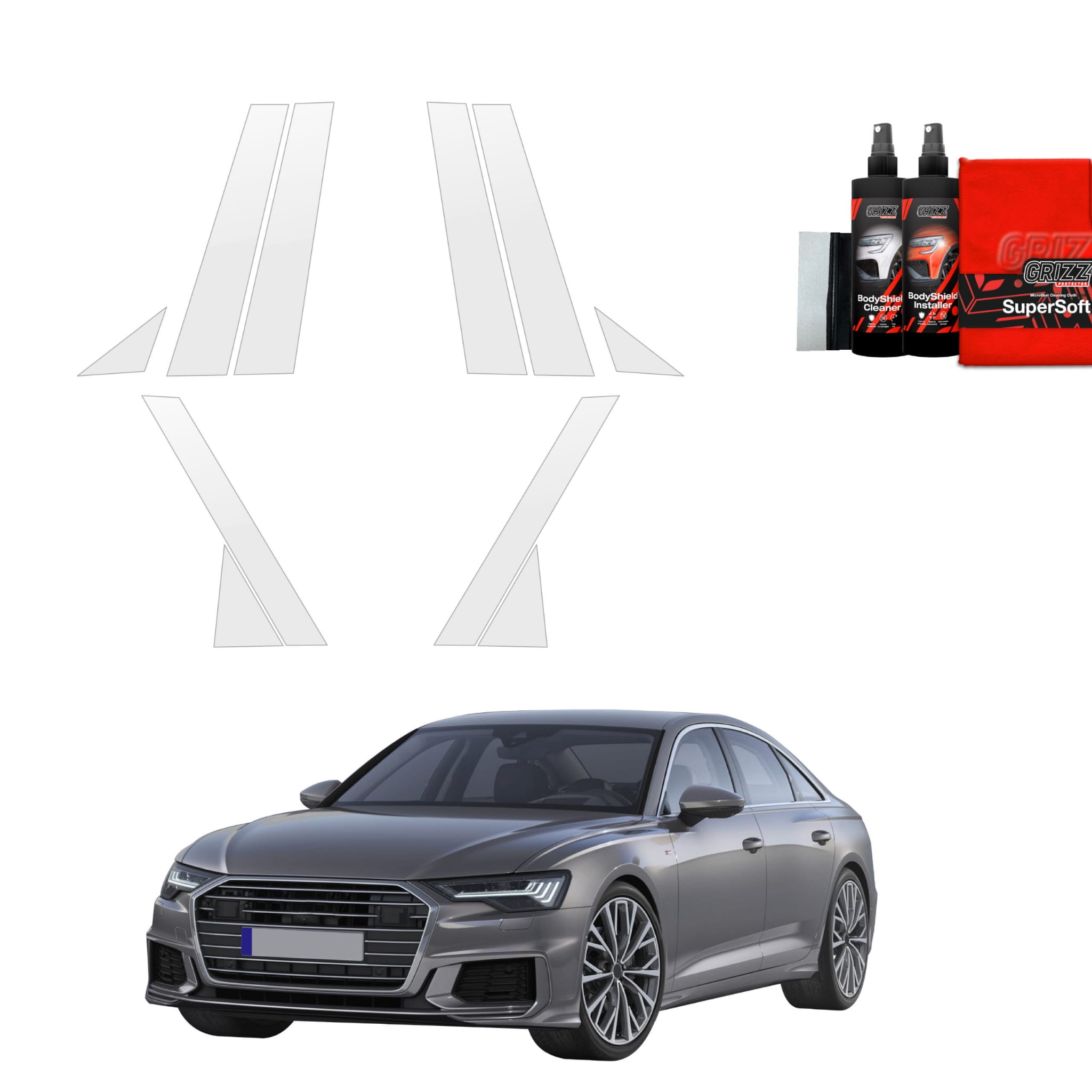 10w1 Folia ochronna na słupki Grizz Protector do Audi A6 C8 Sedan (2018-2023)