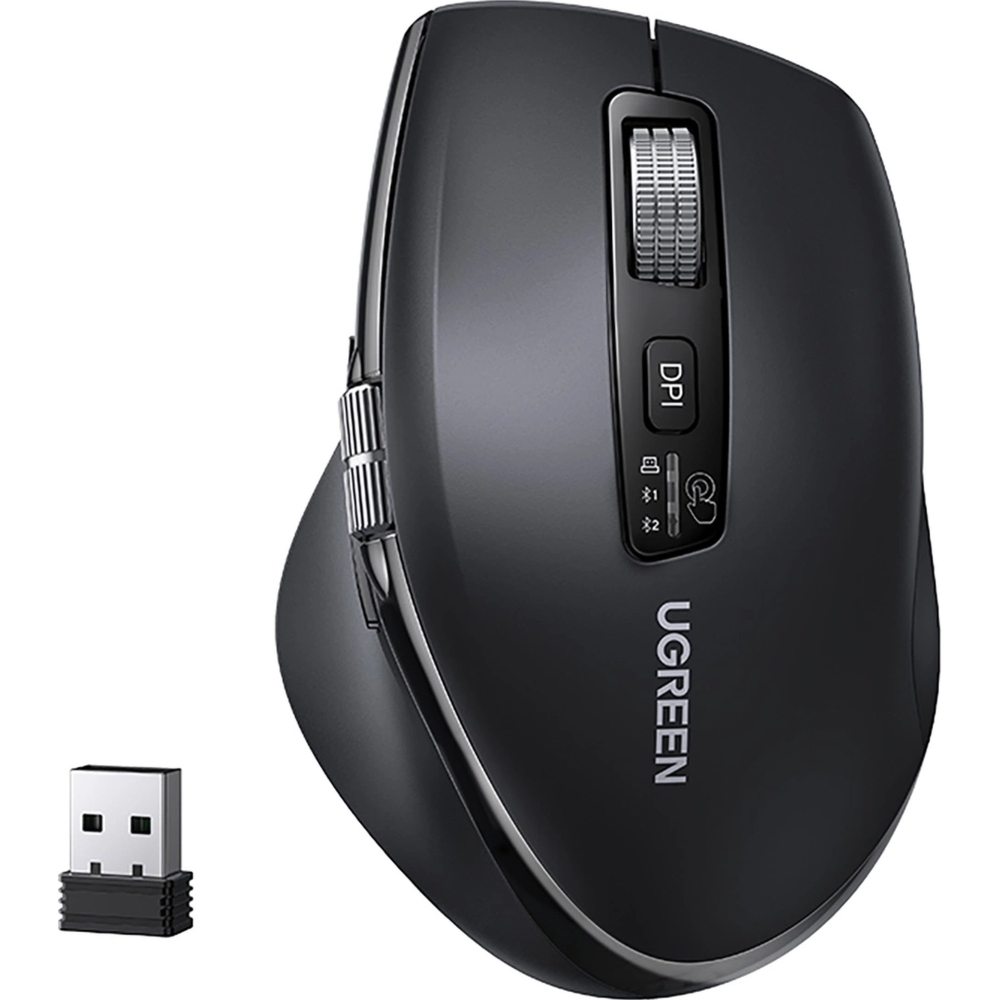 Mysz bezprzewodowa optyczna, Ugreen Wireless Optical Mouse, Bluetooth 5.4 / USB 2.4GHz 5000 DPI, czarna