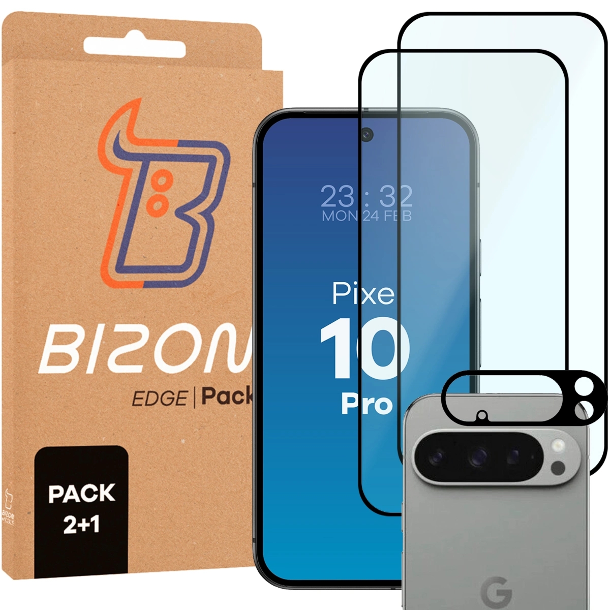 2x Szkło + szybka na aparat Bizon Glass Edge Pack do Google Pixel 10 Pro