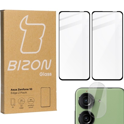 Image of 2x Szkło + szybka na aparat BIZON Edge 2 Pack do Asus Zenfone 10