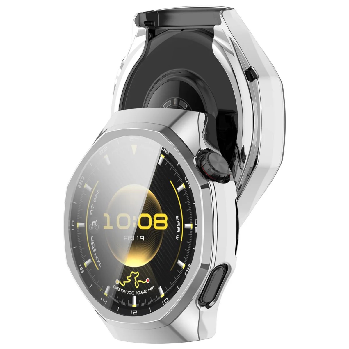 Etui z osłoną ekranu Bizon Case Watch Felipe do Huawei Watch GT 7 Pro 46 mm, srebrne