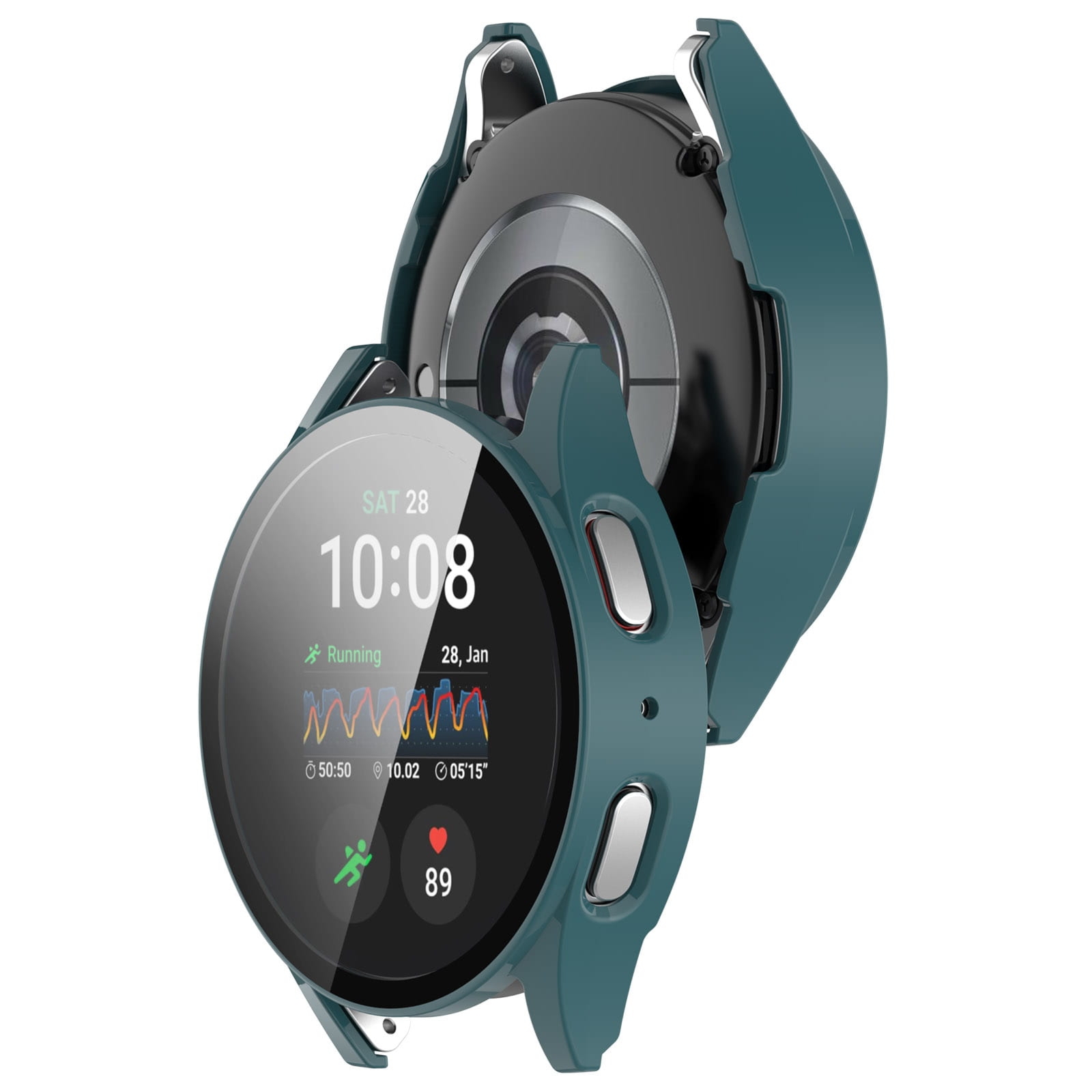 Etui ze szkłem do zegarka Bizon Case Watch Adamo do Galaxy Watch 7 40 mm, zielone