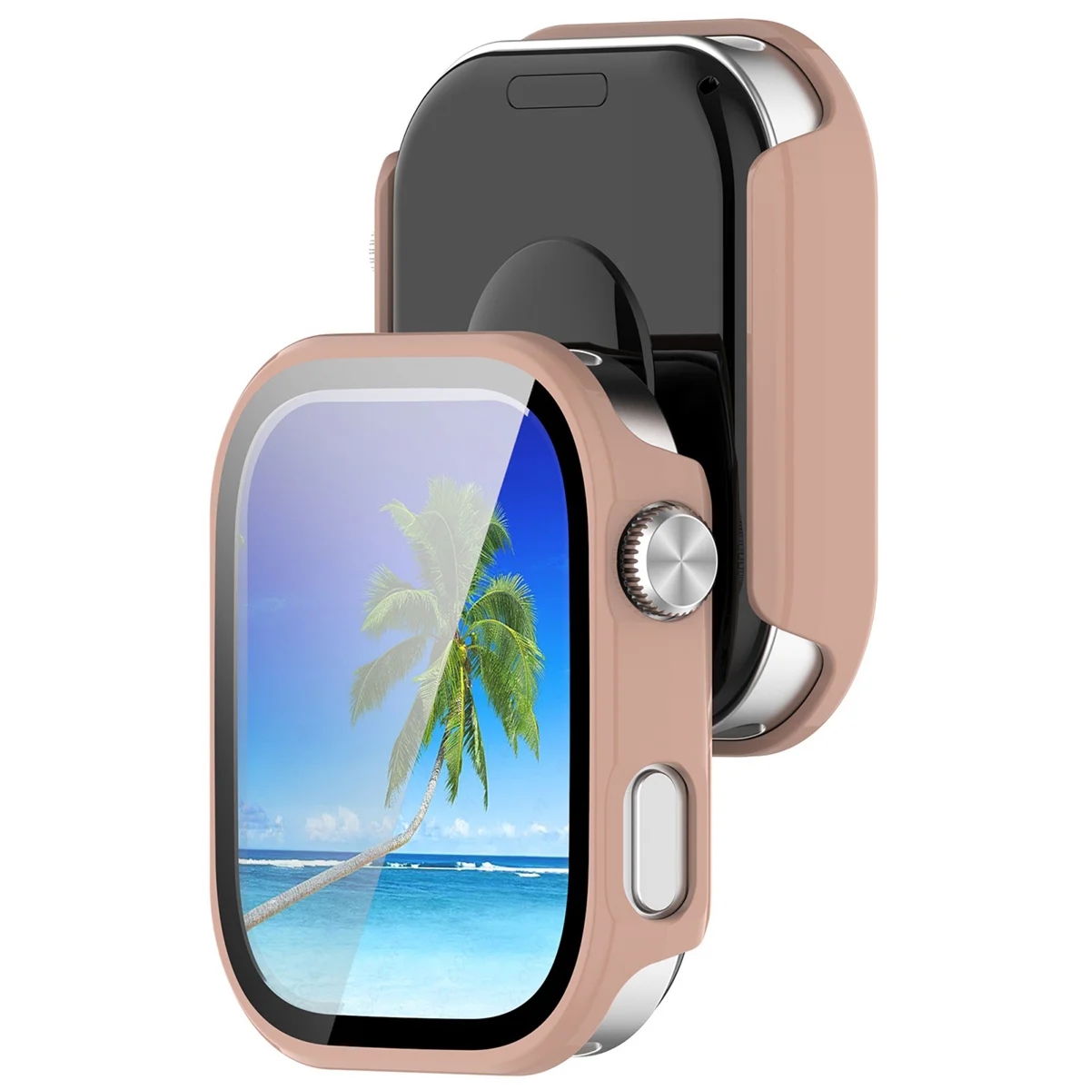 Etui ze szkłem do zegarka Bizon Case Watch Adamo do Xiaomi Redmi Watch 6, różowe