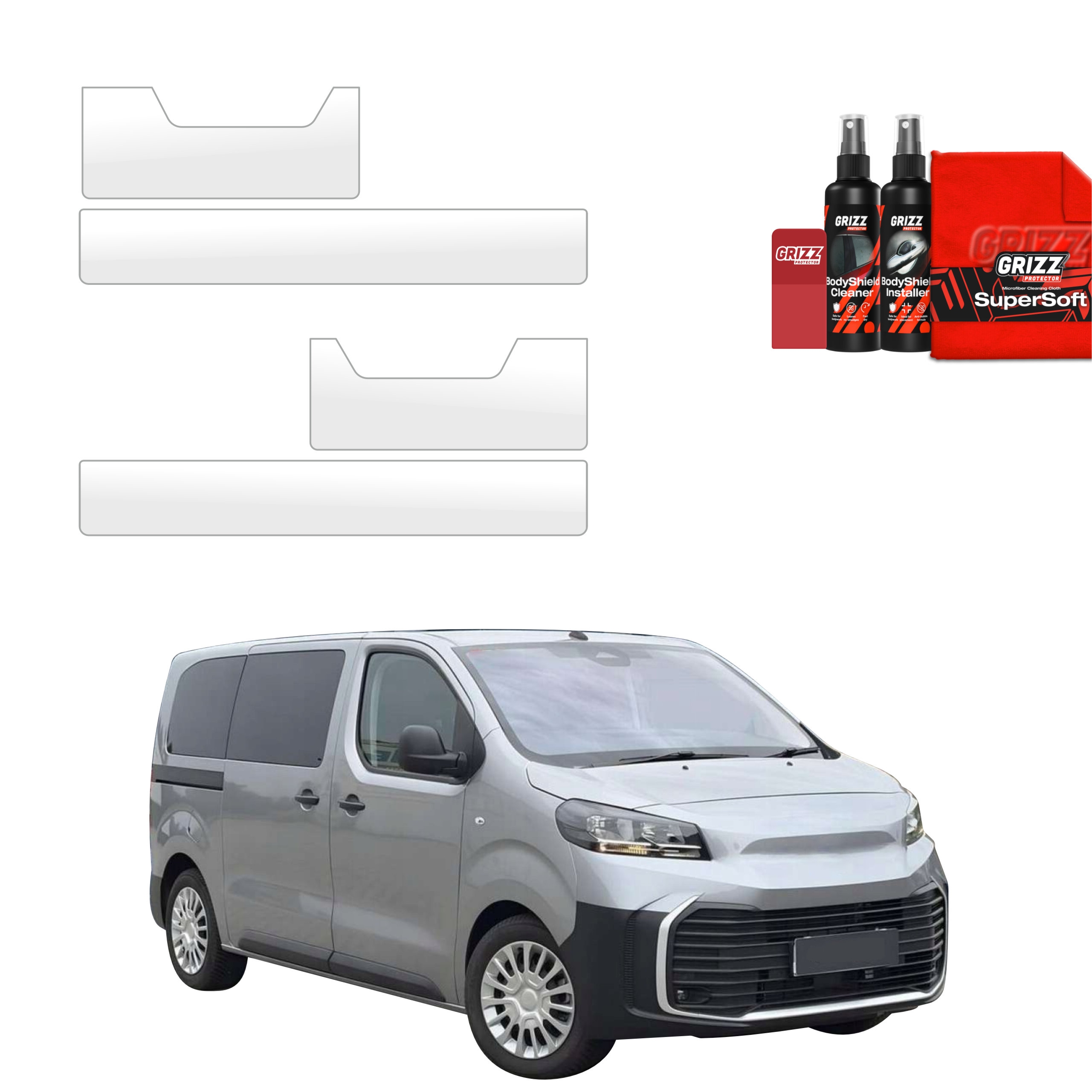 4w1 Bezbarwna folia ochronna Grizz Protector na progi Toyota Proace Verso Long (2016-2026)