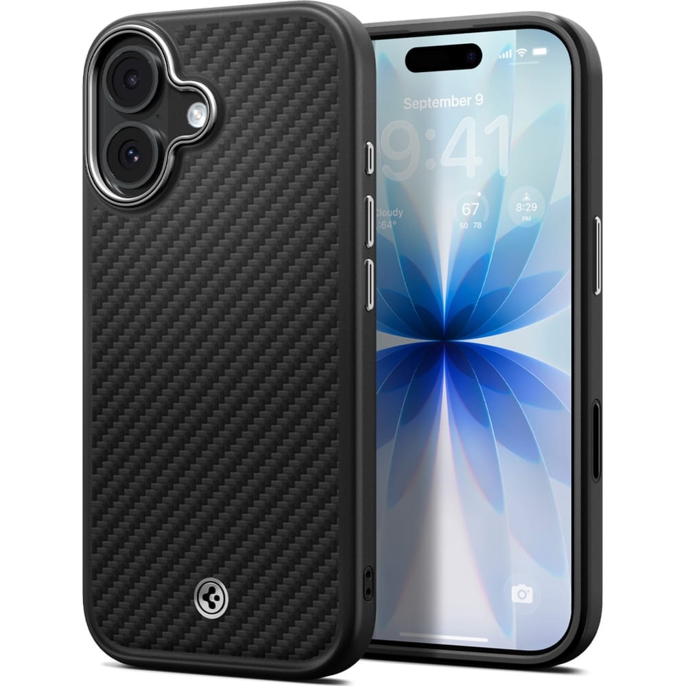 Etui Spigen Enzo Aramid T Mag (CC) do MagSafe do iPhone 17, czarno-srebrne