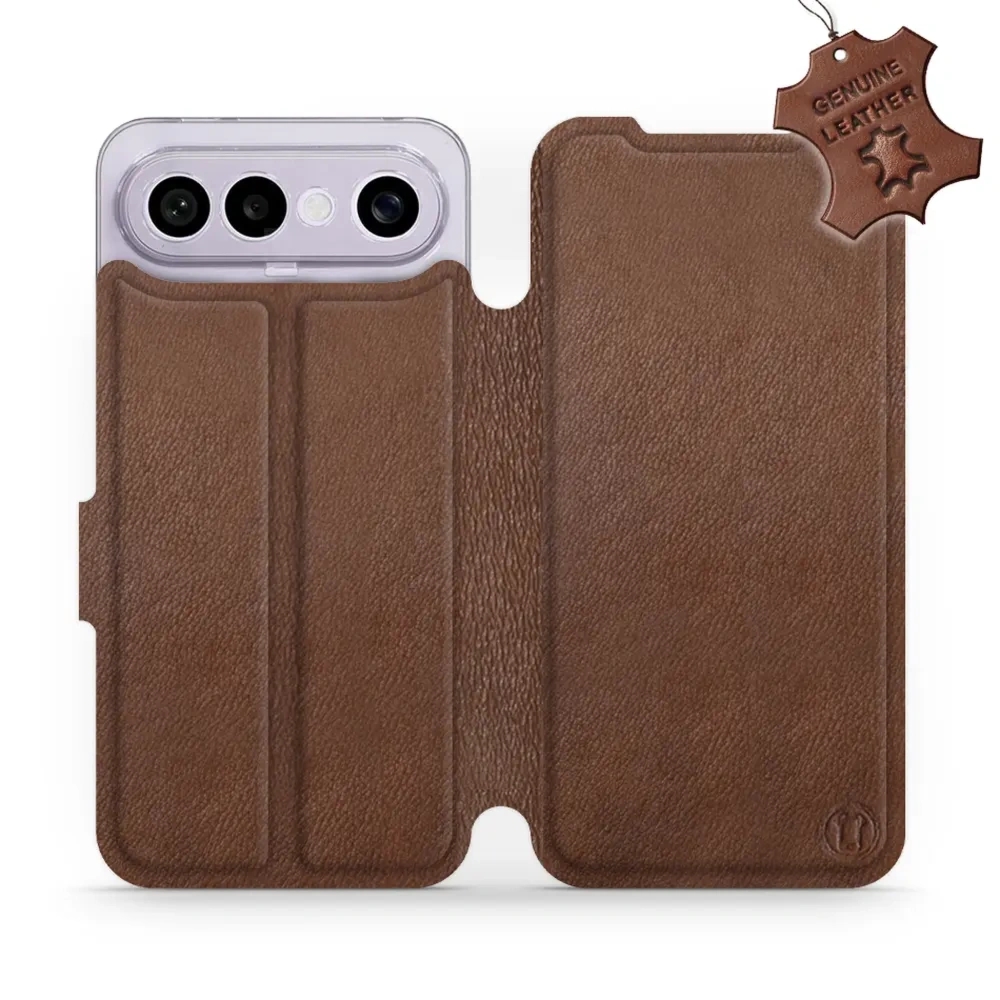 Etui z naturalnej skóry do Vivo X300 FE, Mobiwear Leather, brązowe