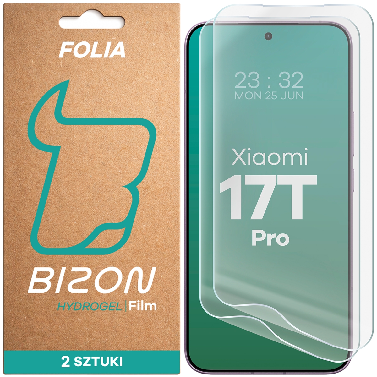 Folia hydrożelowa na ekran Bizon Film Hydrogel Front Duo do Xiaomi 17T Pro, 2 sztuki