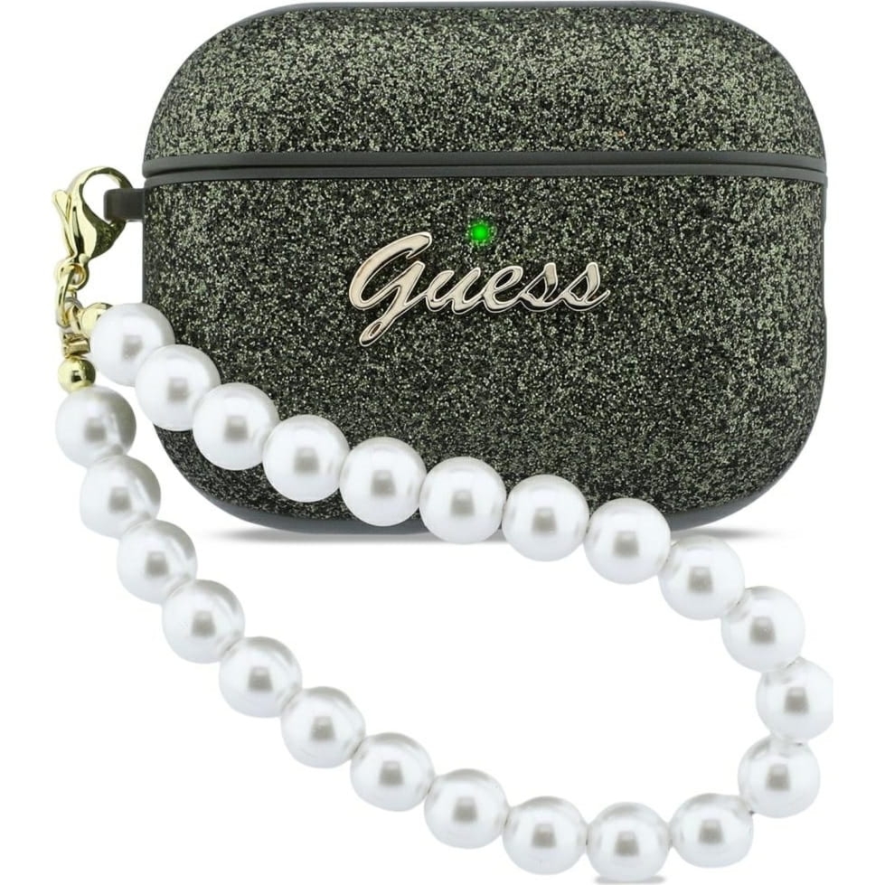 Etui Guess Glitter Pearl Strap do  AirPods Pro 3, zielone