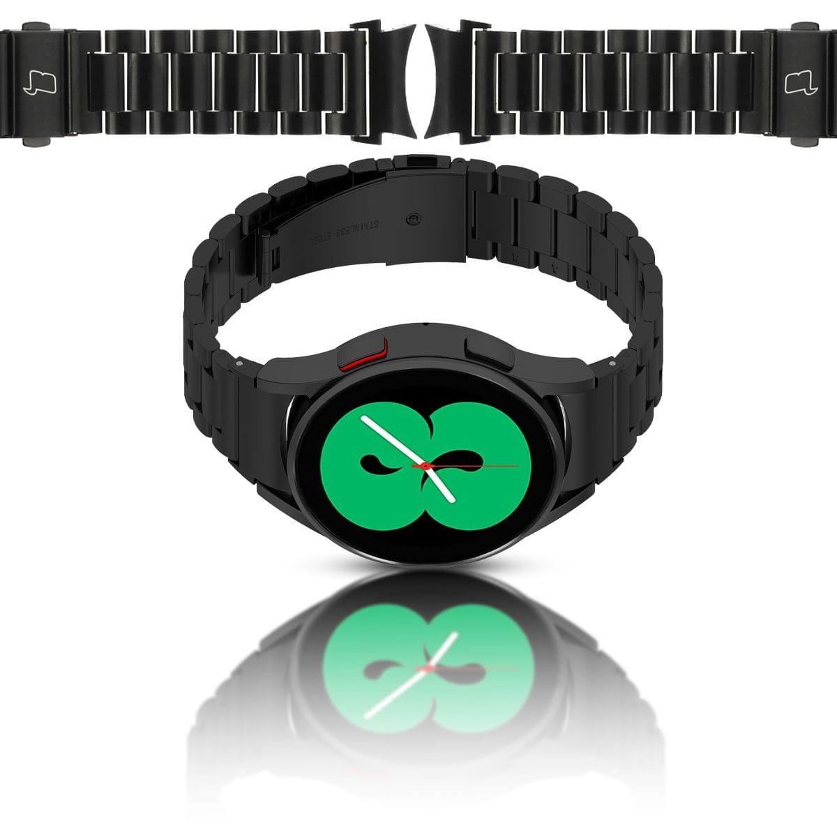Image of Pasek ze stali nierdzewnej Bizon Strap Watch Aura do Galaxy Watch FE/7/6/6 Classic/5/5 Pro/4/4 Classic, czarny
