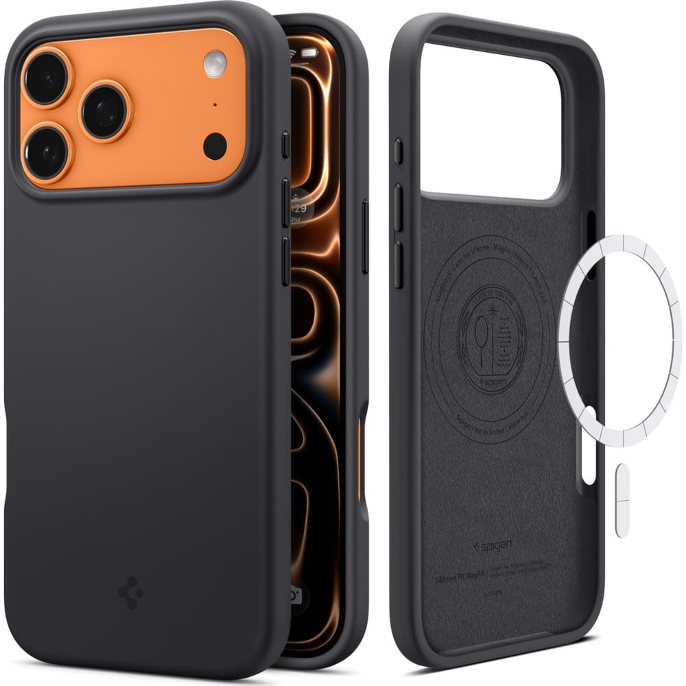 Etui Spigen Silicone Fit Mag do MagSafe do iPhone 17 Pro, czarne