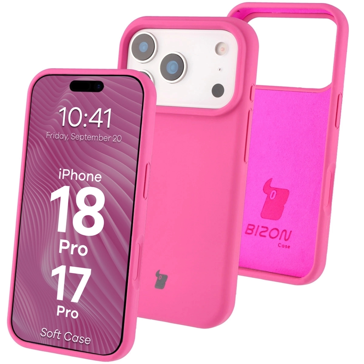 Silikonowe etui Bizon Soft Case do iPhone 18 Pro / 17 Pro, fuksja