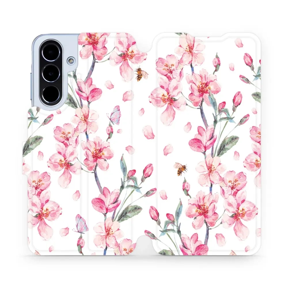 Etui z klapką do Galaxy A56 5G, Mobiwear Book, różowa wiosna