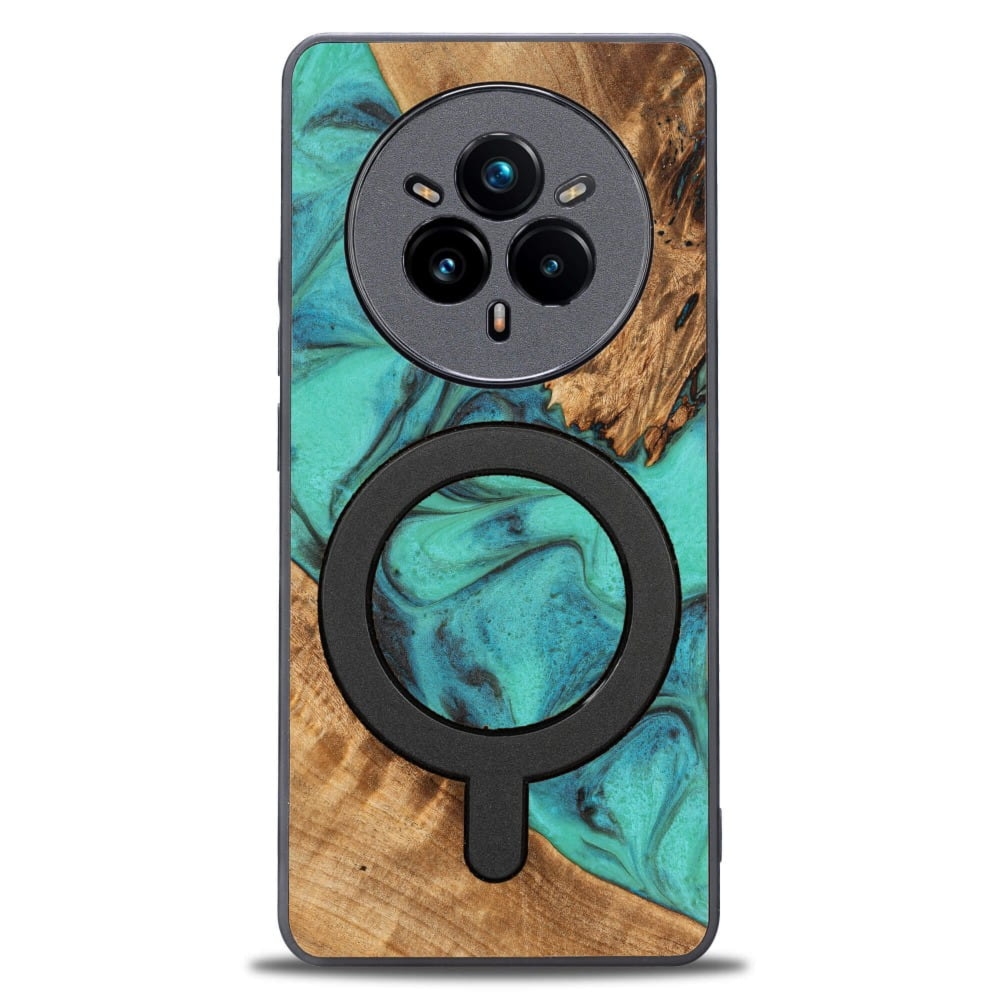 Drewniane etui do Realme 14 Pro Plus 5G, Bewood Unique Turquoise do MagSafe