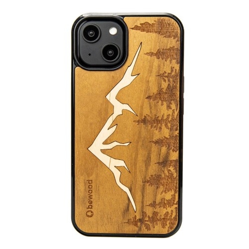 Image of Drewniane etui Bewood do iPhone 15, Góry Imbuia