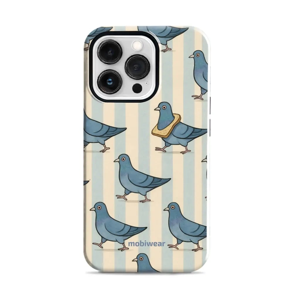 Etui ochronne do iPhone 13 Pro, Mobiwear Elite Pro, błękitne gołębie