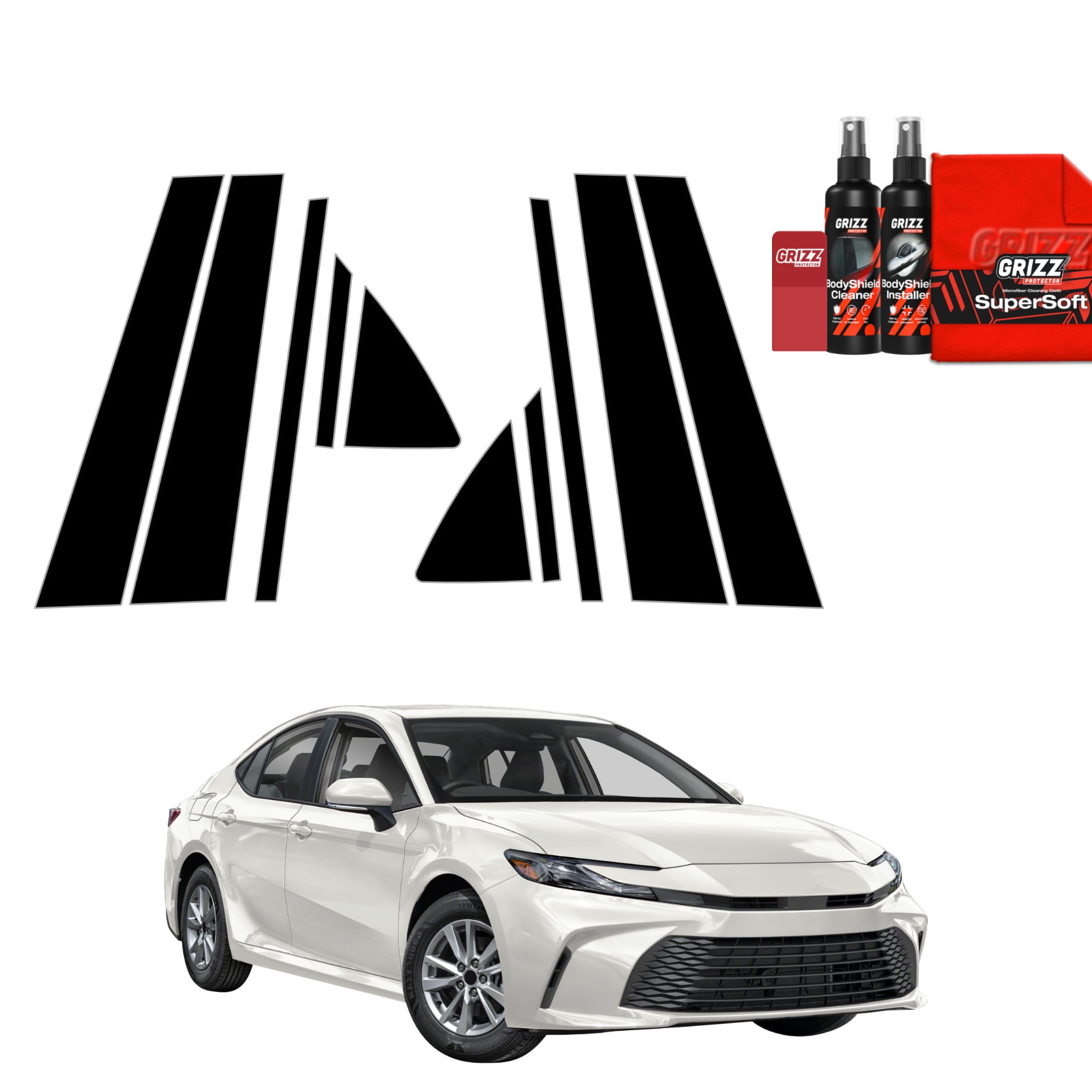 10w1 Czarna folia Grizz Protector na słupki do Toyota Camry (2025-2026)