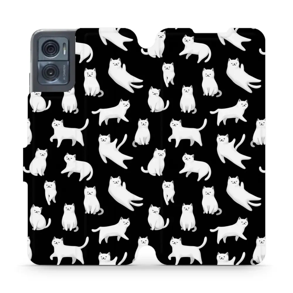 Etui z klapką do Motorola Moto E22i, Mobiwear Book, kotki luna
