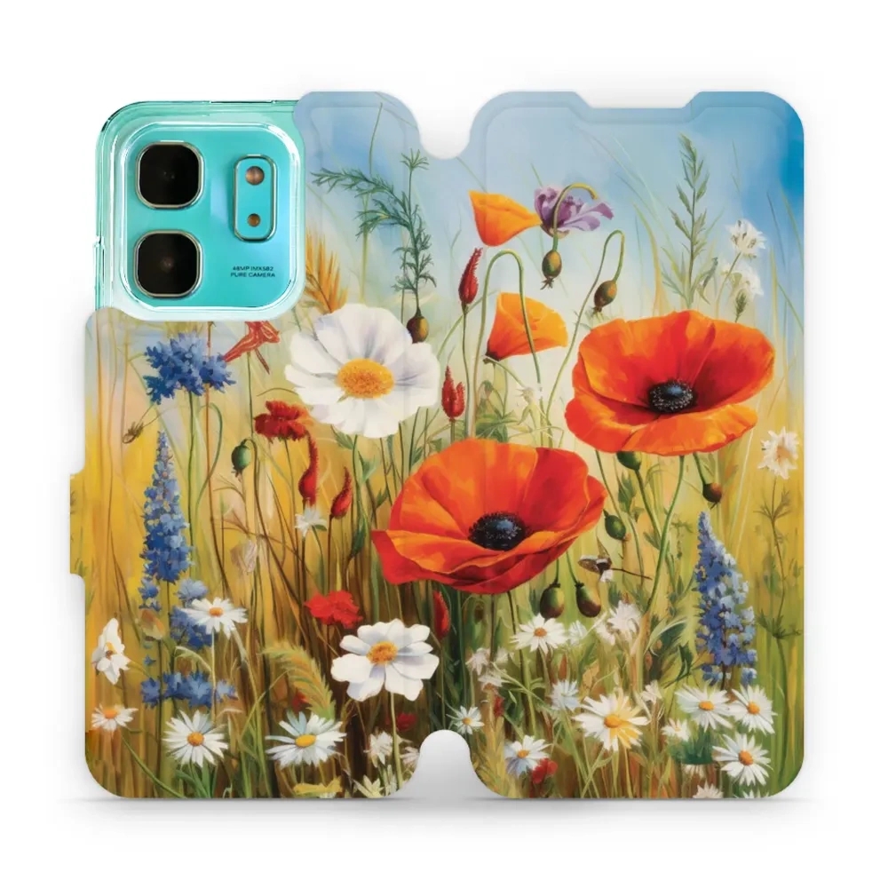 Etui z klapką do Infinix Hot 50i, Mobiwear Book, łąkowe kwiaty