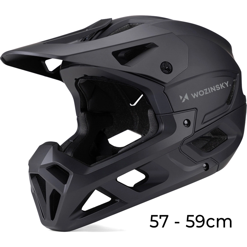 OUTLET: Kask rowerowy Wozinsky Fullface HT-58 z odpinanym daszkiem 57-59 cm, czarny