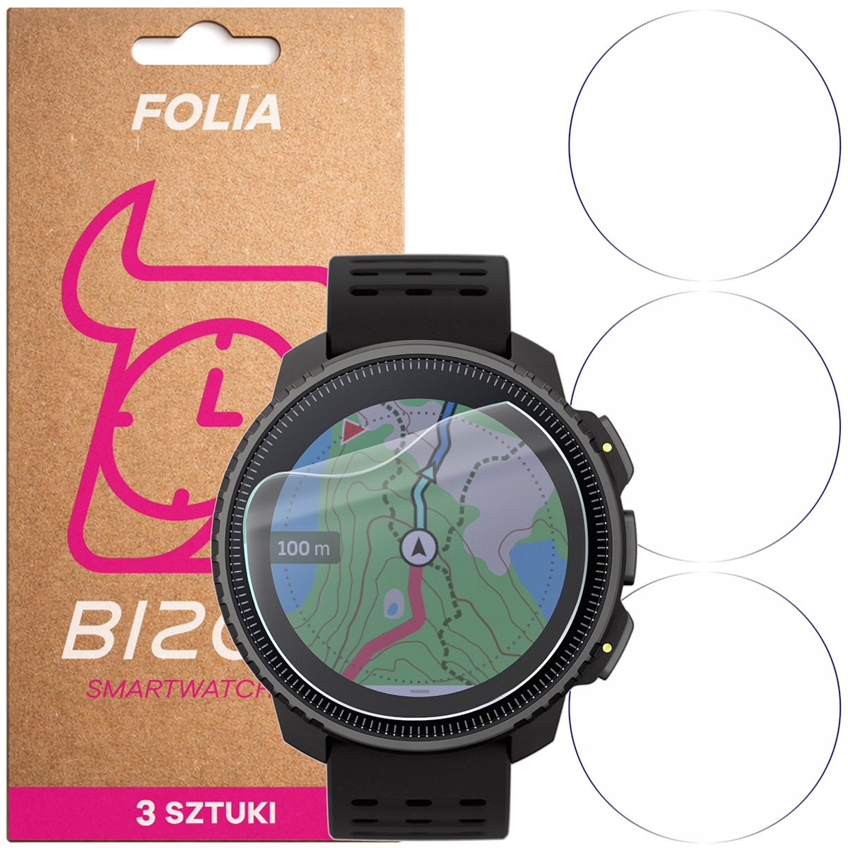 Folia ochronna na ekran zegarka Bizon Watch Film HydroFlex do Suunto Vertical, 3 sztuki