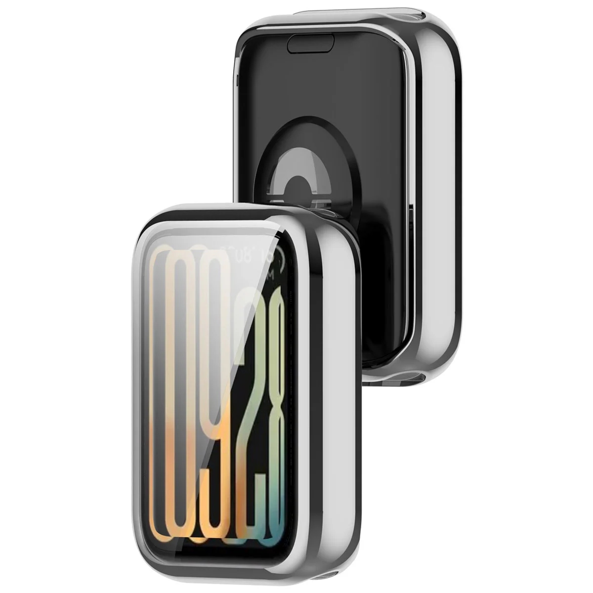 Etui z osłoną ekranu Bizon Case Watch Felipe do Xiaomi Smart Band 10 Pro, srebrne