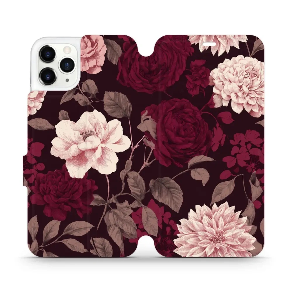 Etui z klapką do iPhone 11 Pro Max, Mobiwear Book, wino i dalie