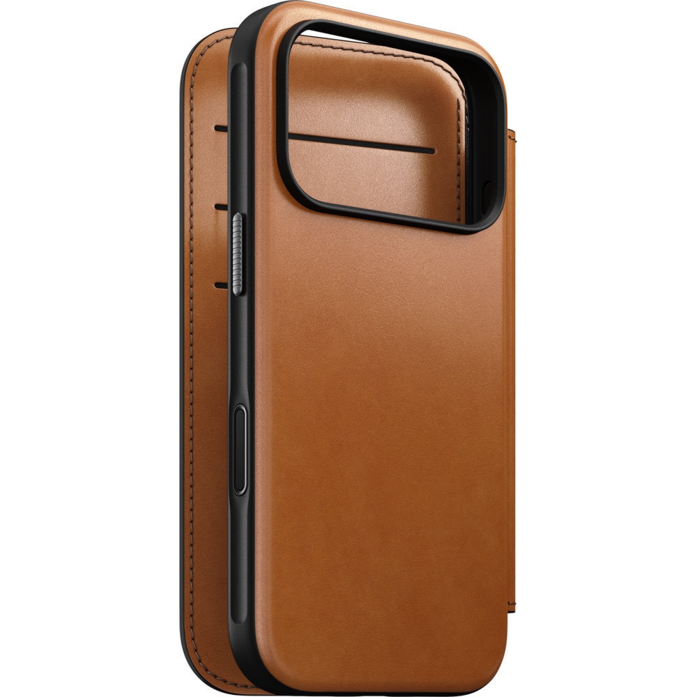 Etui z klapką Nomad Modern Leather Folio Horween Series do MagSafe, do iPhone 18 Pro / 17 Pro, jasnobrązowe