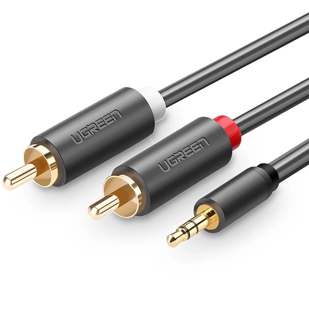 Kabel audio Ugreen AV102 3,5mm mini jack (typ męski) do 2x RCA (Cinch), 2m, ciemnoszary