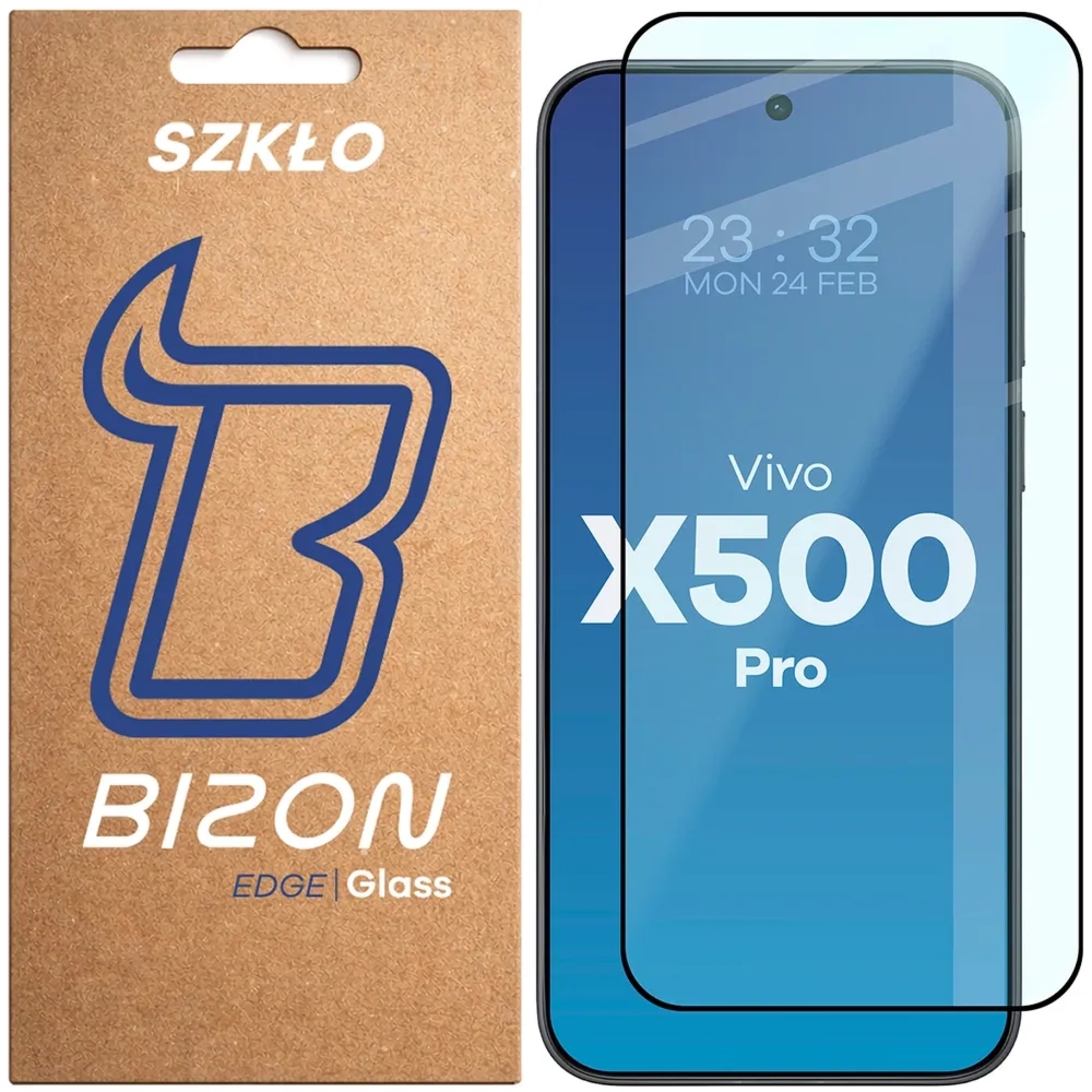 Szkło hartowane Bizon Glass Edge do Vivo X500 Pro, czarna ramka