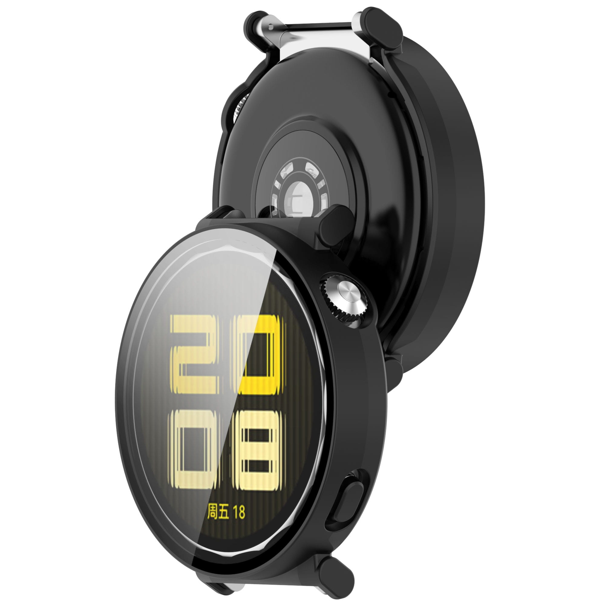 Etui ze szkłem do zegarka Bizon Case Watch Adamo do Huawei Watch GT 5 41 mm, czarne
