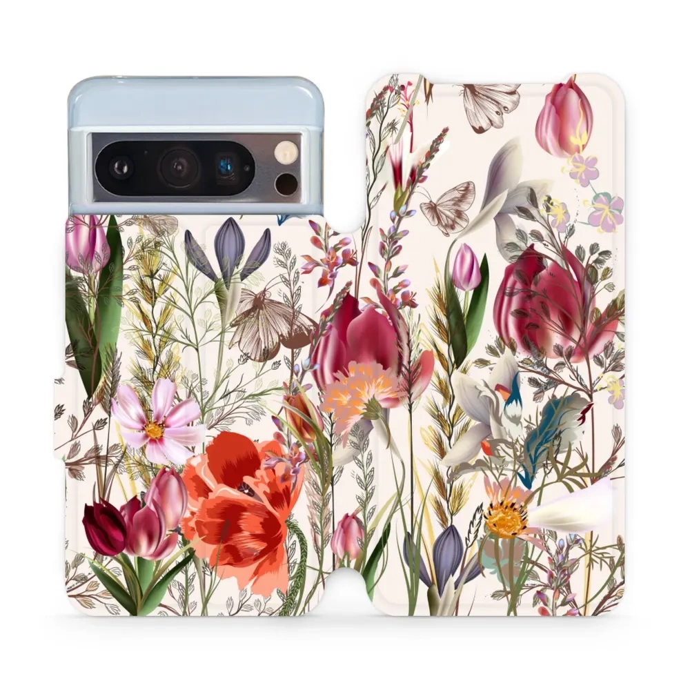 Etui z klapką do Google Pixel 8 Pro, Mobiwear Book, bukiet kwiatów