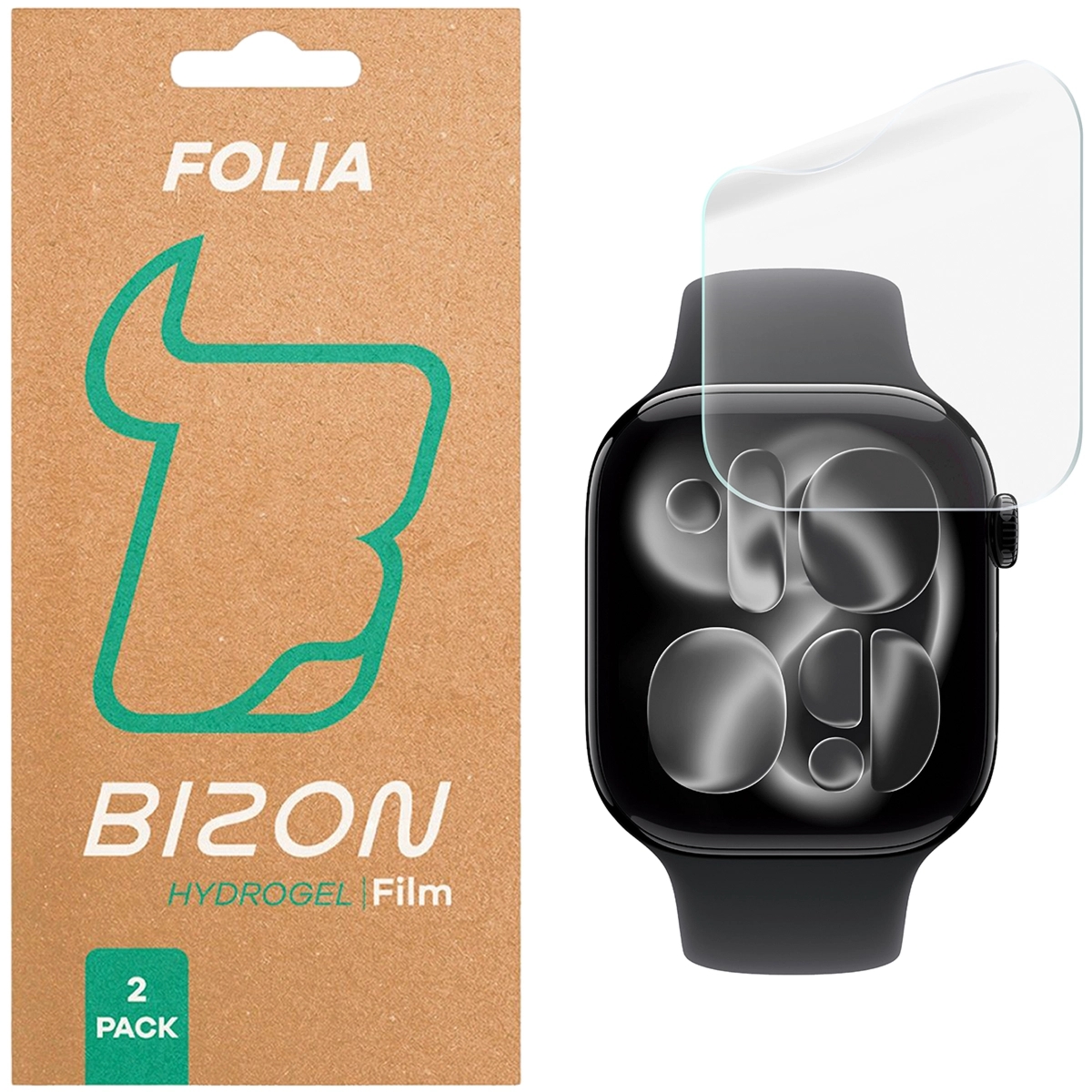 Folia hydrożelowa na ekran Bizon Watch Film Hydrogel Duo do Apple Watch 11 / 10 42mm,  2 sztuki