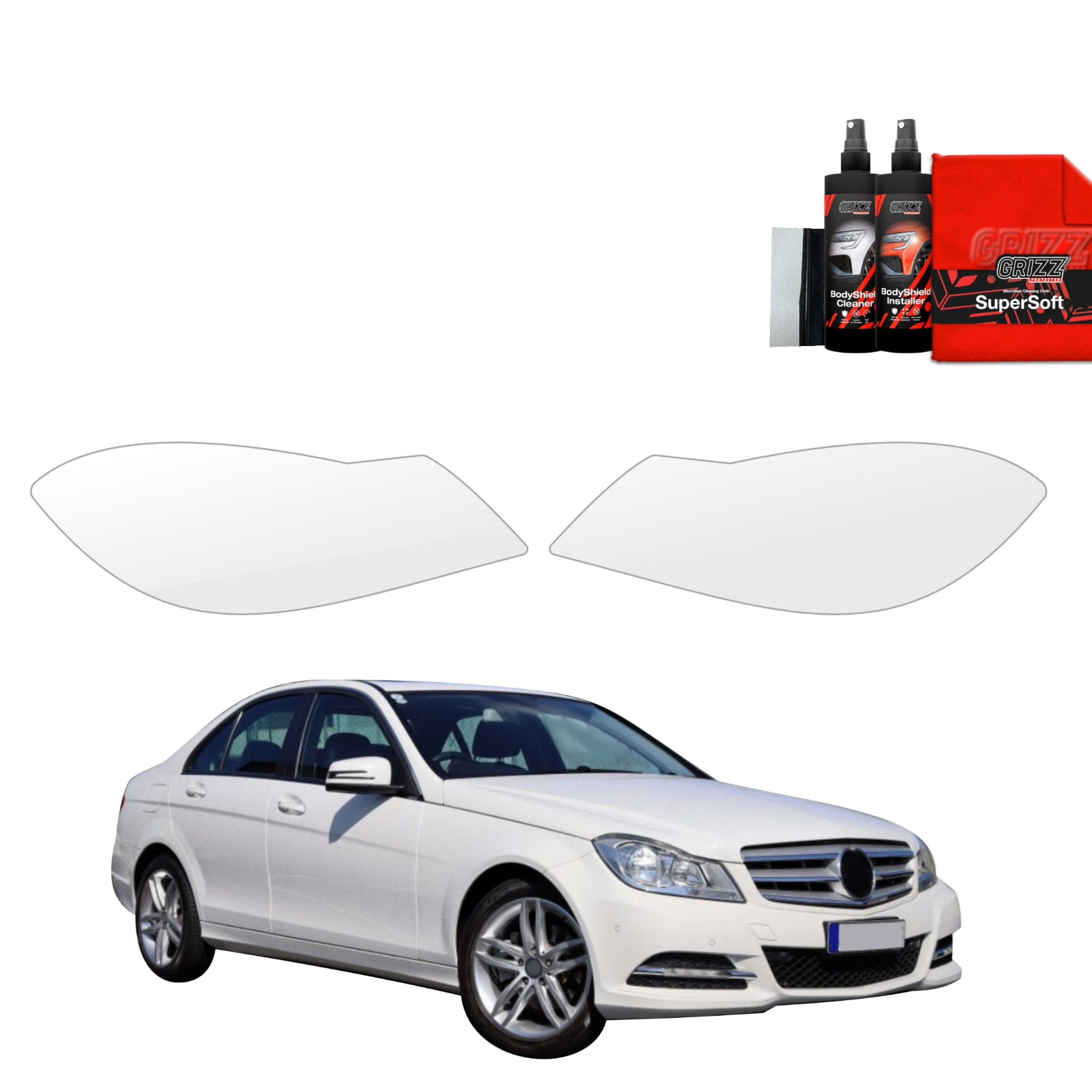 2w1 Folia ochronna na lampy Grizz Protector do Mercedes Benz C Klasa W204 Sedan Facelifting (2011-2014)