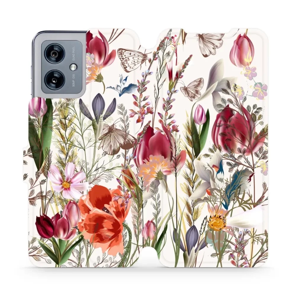 Etui z klapką do Motorola Moto G54 5G, Mobiwear Book, bukiet kwiatów