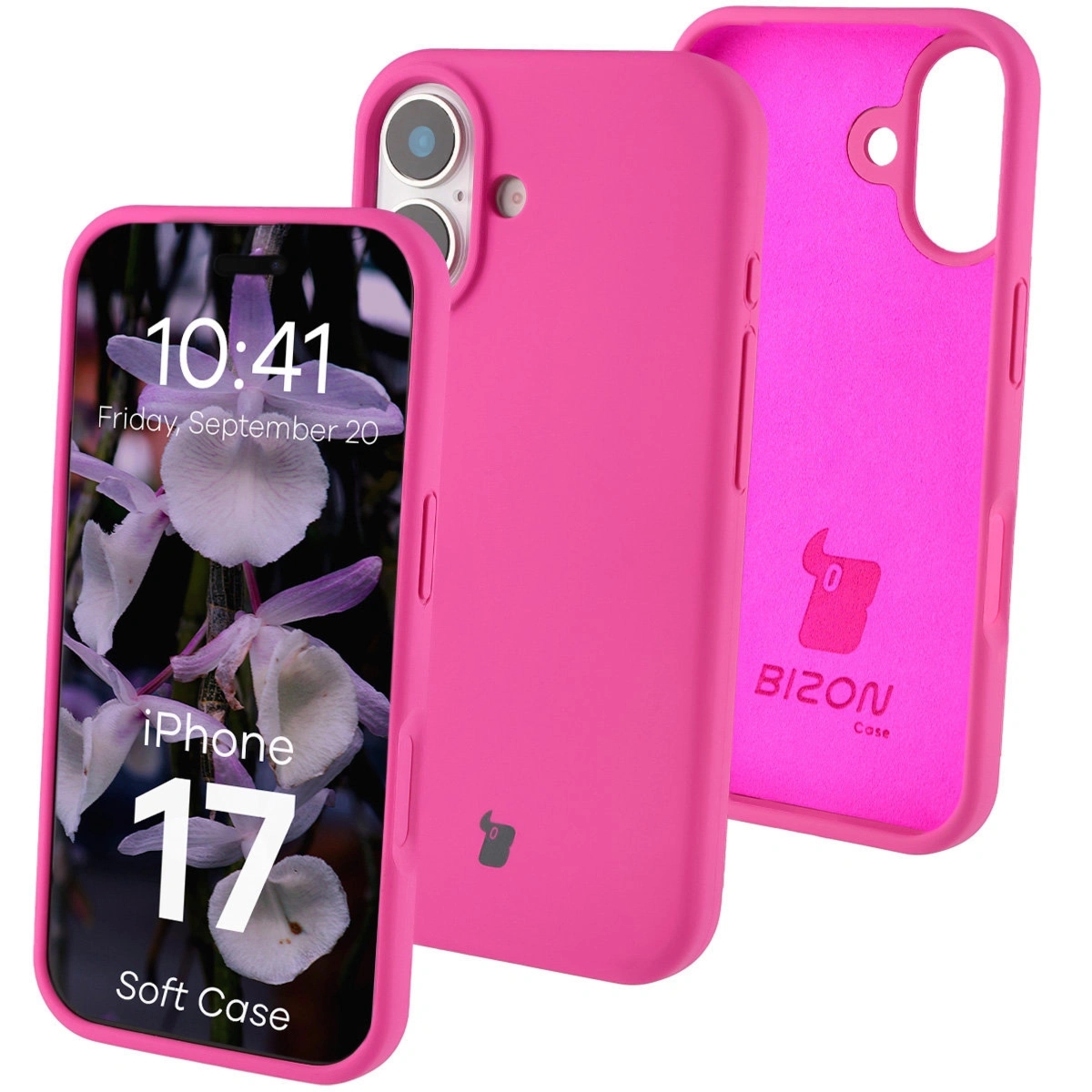 Silikonowe etui Bizon Soft Case do iPhone 17, fuksja