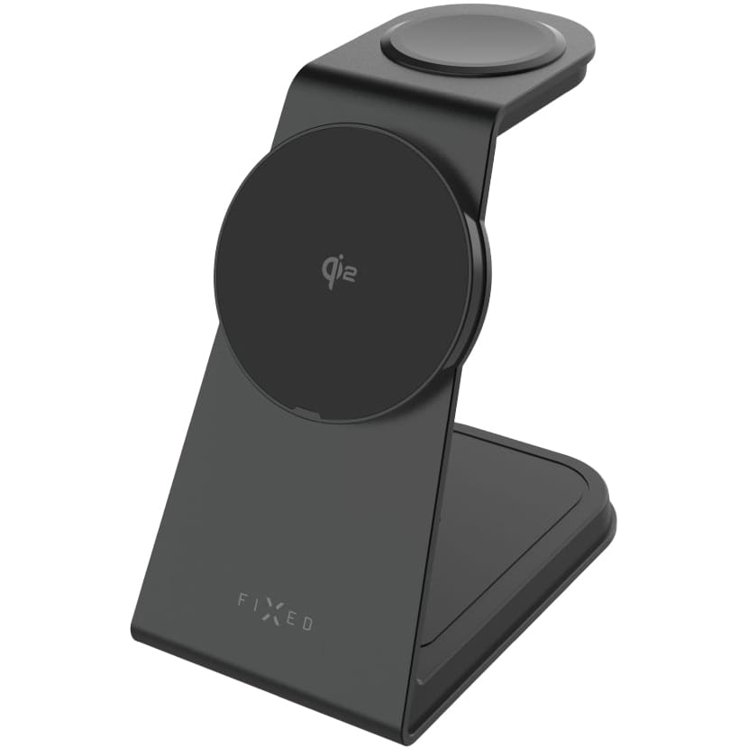 Image of Ładowarka indukcyjna Fixed MagPowerstation Alu 2, 3w1 Qi2 15W dla iPhone z MagSafe / Apple Watch / AirPods, czarna