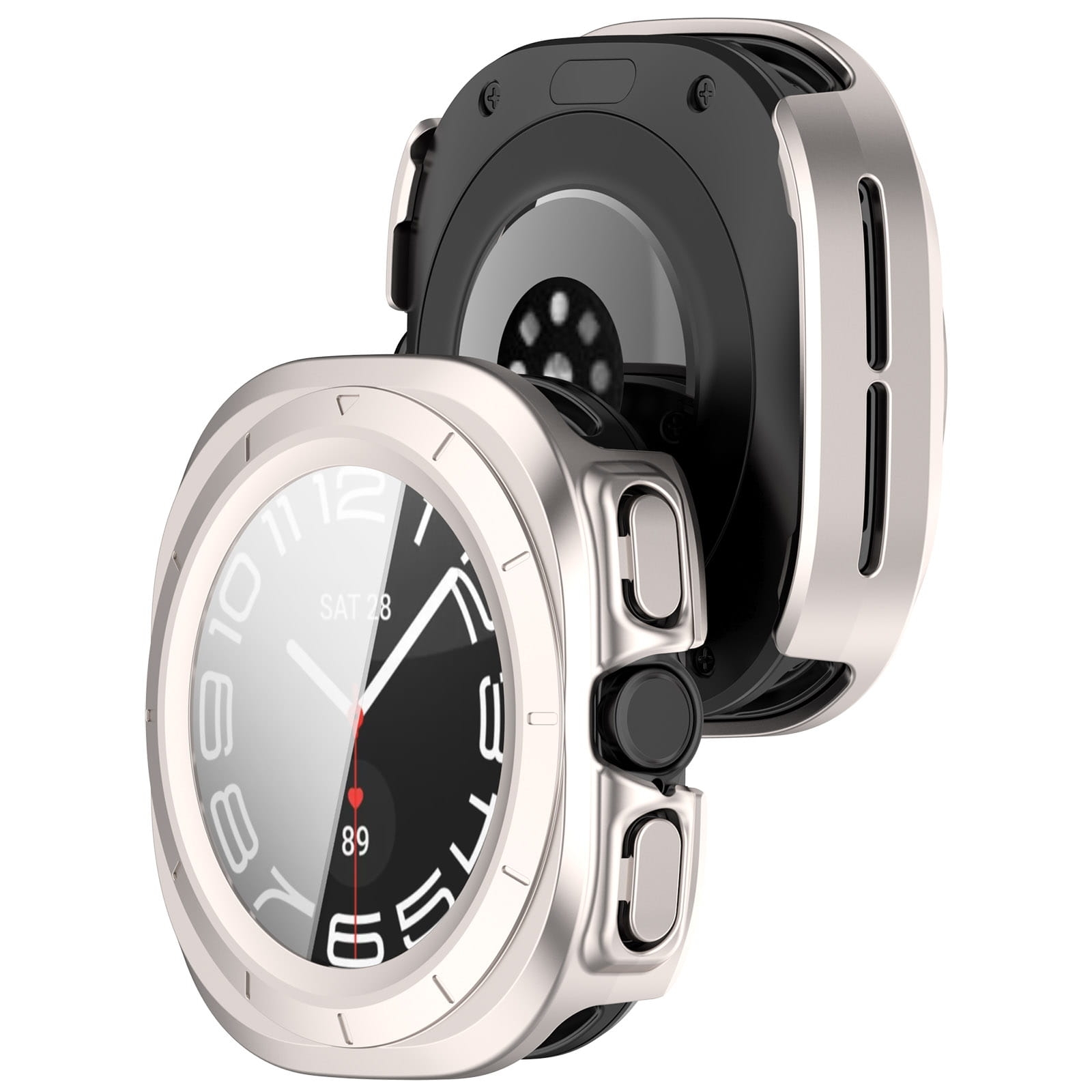 Image of Etui ze szkłem do zegarka Bizon Case+Glass Watch do Galaxy Watch Ultra 47 mm, satynowo szampańskie