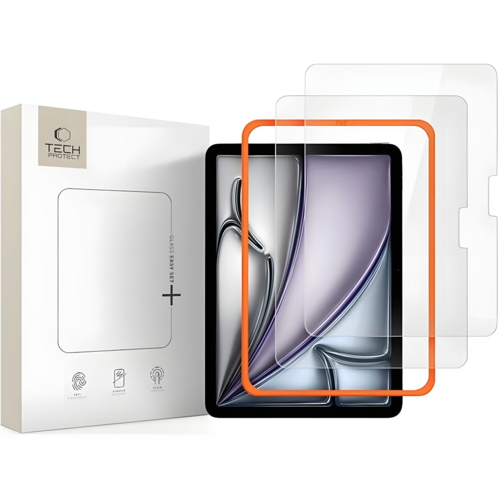 Szkło hartowane Tech-Protect Easy Set+ do iPad Air 11″ M4/M3/M2, z ramką aplikacyjną, 2 sztuki