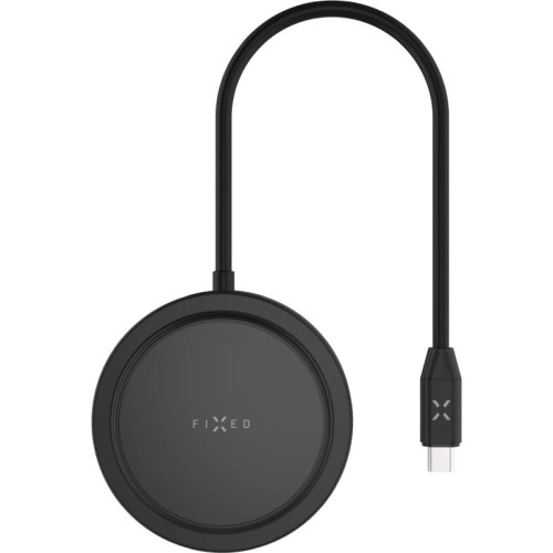 Image of Magnetyczny HUB MAGHUB USB-C 7in1 Fixed z ładowaniem bezprzewodowym 15W, czarny