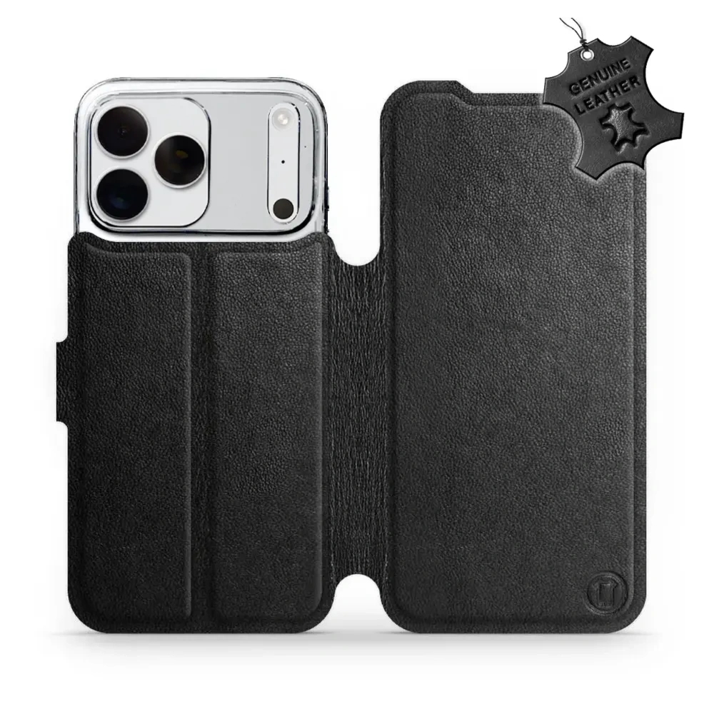Etui z naturalnej skóry do iPhone 18 Pro Max, Mobiwear Leather, czarne