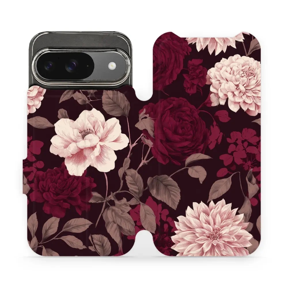 Etui z klapką do Google Pixel 9, Mobiwear Book, wino i dalie