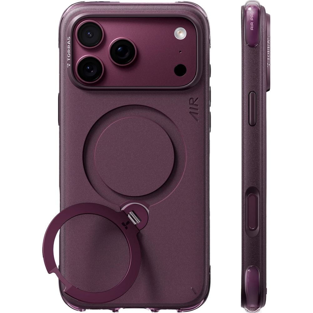 Etui z obrotową podstawką 180° Ostand Q3 Air Essential do MagSafe do iPhone 18 Pro Max / 17 Pro Max, burgundowe