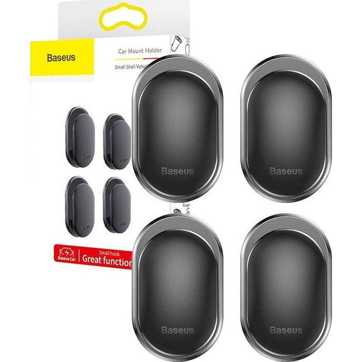 Image of Haczyki, wieszaki samoprzylepne Baseus Small Shell Vehicle Hook, 4 sztuki, czarne