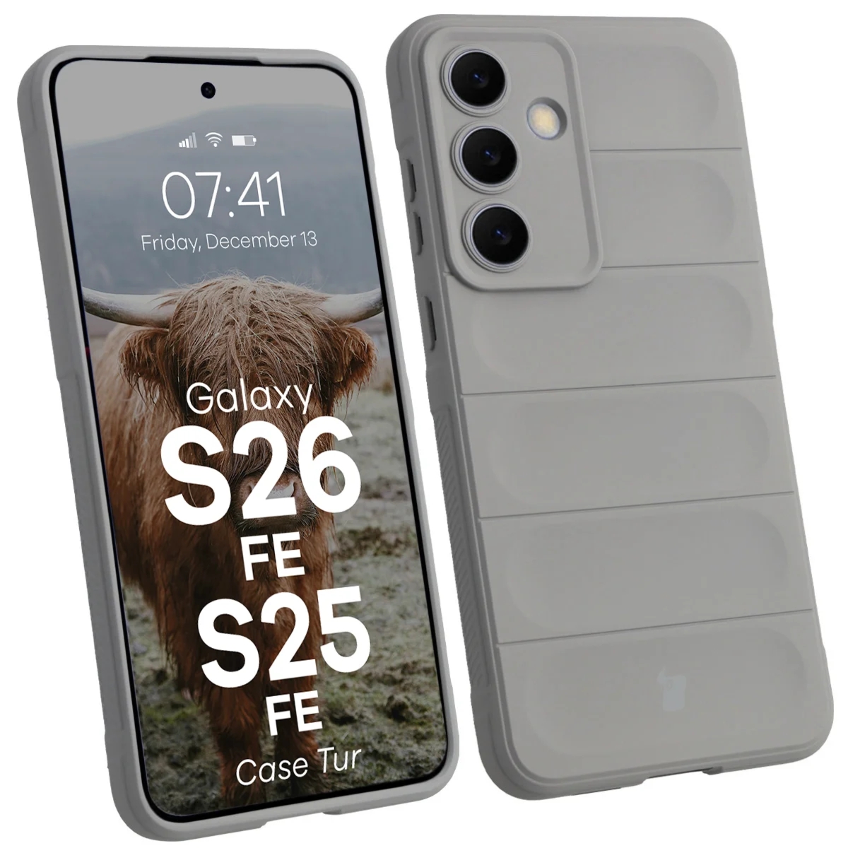 Pancerne etui Bizon Case Tur do Galaxy S26 FE/S25 FE, jasnoszare