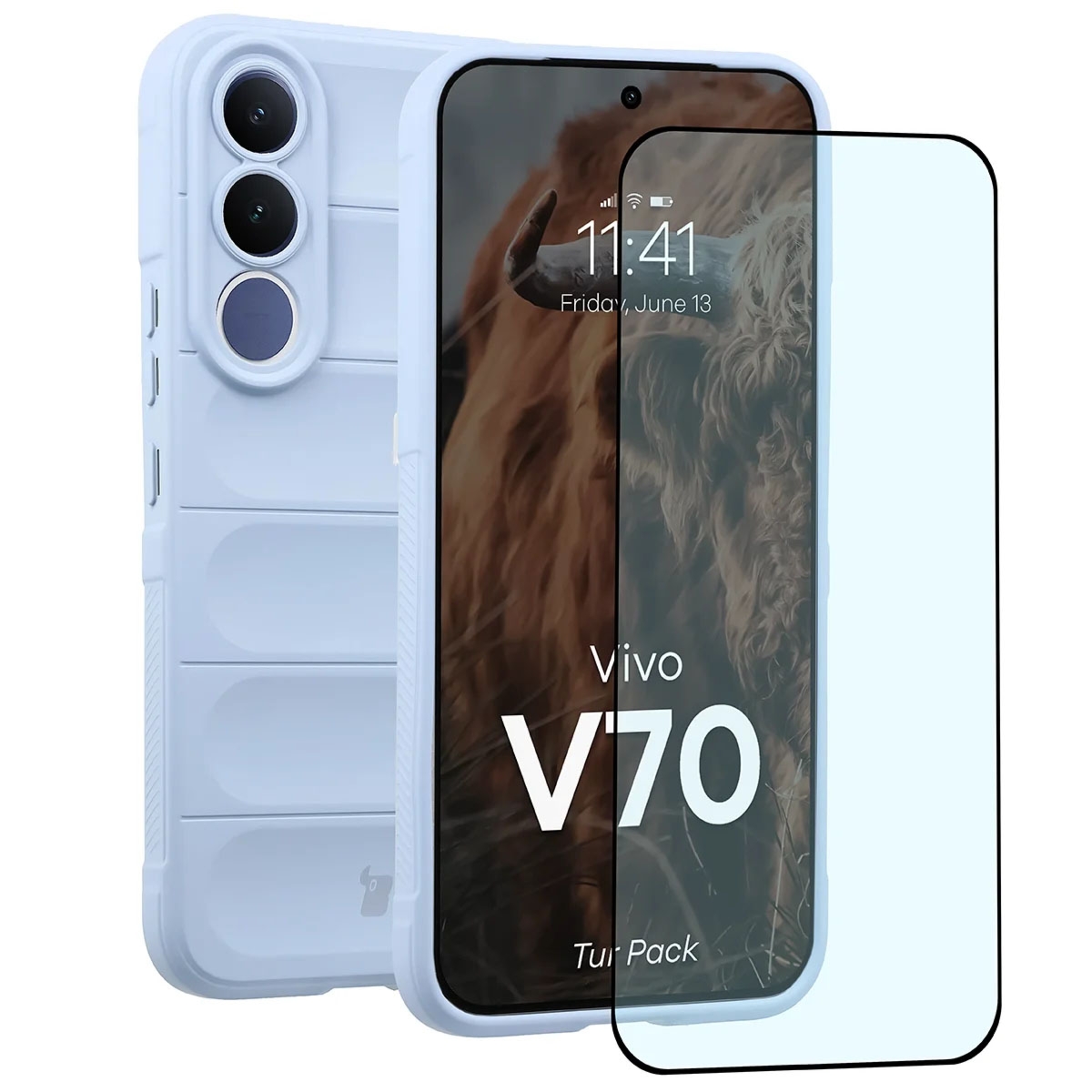 Pancerne etui + szkło hartowane Bizon Tur Pack do Vivo V70 5G, jasnoniebieskie