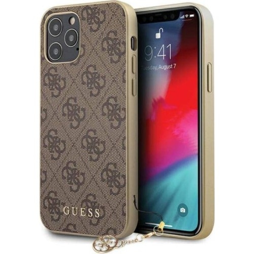 Image of Etui Guess 4G Charms Collection do iPhone 12/ 12 Pro, brązowe