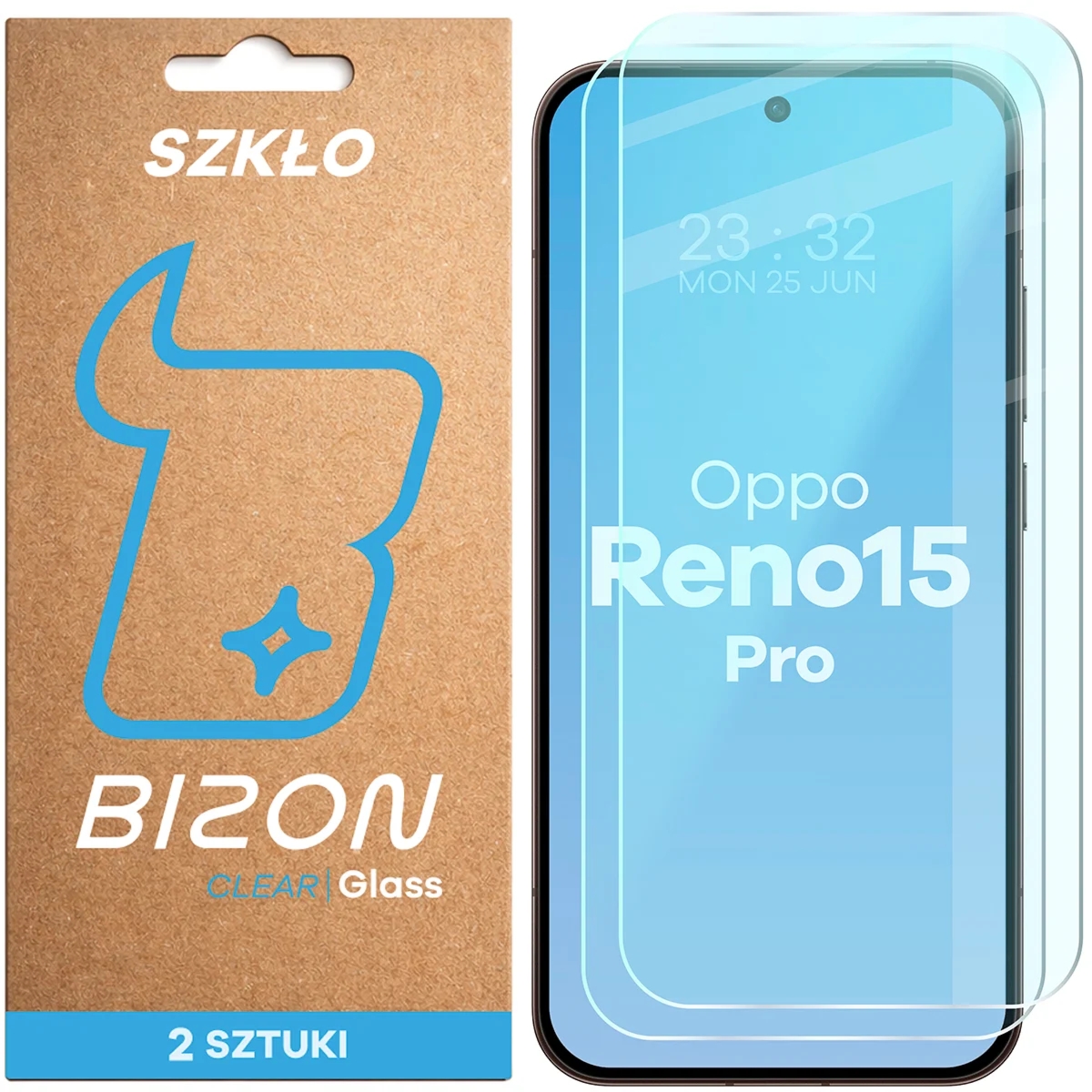 Szkło hartowane Bizon Glass Clear Duo do Oppo Reno 15 Pro, 2 sztuki