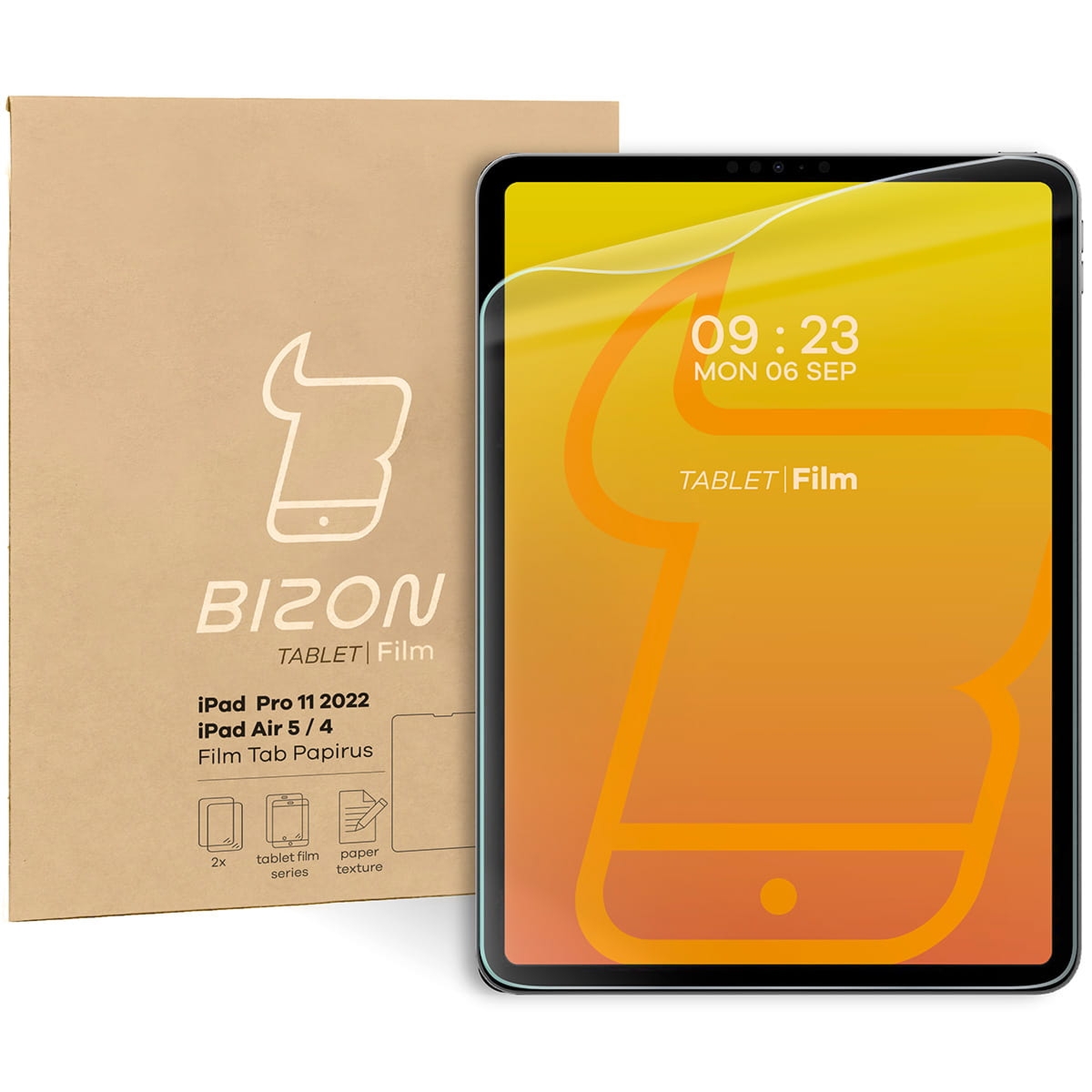 Folia imitująca papier Bizon Film Tab Papirus Duo do iPad Pro 11″ 2022/2021/2020/2018, Air 10.9″ 5/4, 2 sztuki